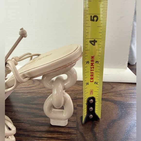 Cult Gaia Zadie Leather Ankle-Wrap High-Heel Espadrille Sandals – Nude – Size 8 - Picture 5 of 7